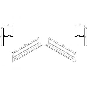 AluArt waterslagprofiel stel kopschotjes op en neer gekeept links en rechts voor Roundline 180/5 aluminium brute AL065185