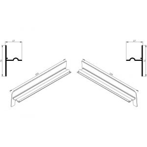 AluArt waterslagprofiel stel kopschotjes op en neer gekeept links en rechts voor Roundline 220/5 aluminium brute AL065220