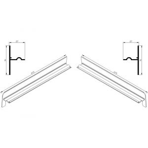 AluArt waterslagprofiel stel kopschotjes op en neer gekeept links en rechts voor Roundline 275/5 aluminium brute AL065275