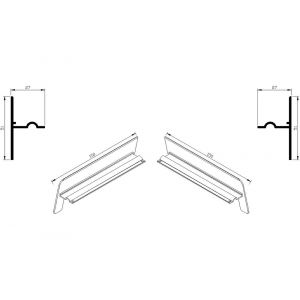 AluArt waterslagprofiel stel kopschotjes op en neer gekeept links en rechts voor Roundline 150/15 aluminium brute AL065415