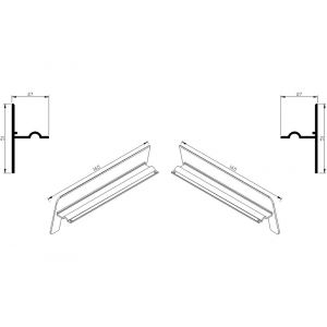 AluArt waterslagprofiel stel kopschotjes op en neer gekeept links en rechts voor Roundline 165/15 aluminium brute AL065416