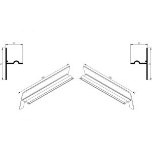 AluArt waterslagprofiel stel kopschotjes op en neer gekeept links en rechts voor Roundline 180/15 aluminium brute AL065418