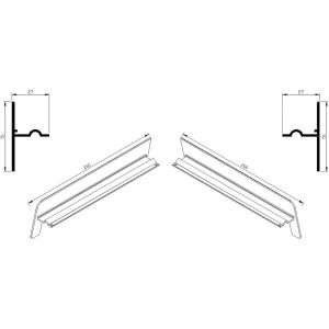 AluArt waterslagprofiel stel kopschotjes op en neer gekeept links en rechts voor Roundline 200/15 aluminium brute AL065420