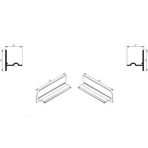 AluArt waterslagprofiel stel kopschotjes voor Roundline 110/5 aluminium brute AL067110