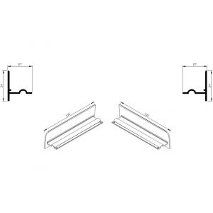 AluArt waterslagprofiel stel kopschotjes voor Roundline 130/5 aluminium brute AL067130