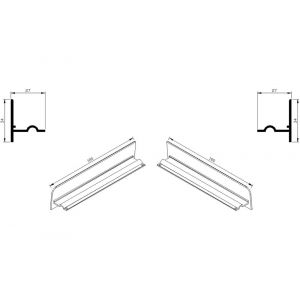 AluArt waterslagprofiel stel kopschotjes voor Roundline 180/5 aluminium brute AL067185