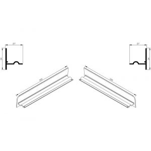 AluArt waterslagprofiel stel kopschotjes voor Roundline 200/5 aluminium brute AL067200