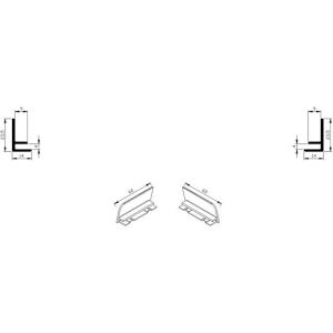 AluArt waterslagprofiel stel kopschotjes links en rechts profiel 60 mm aluminium brute AL067215