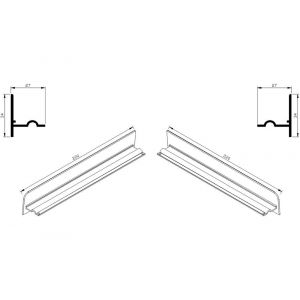 AluArt waterslagprofiel stel kopschotjes voor Roundline 220/5 aluminium brute AL067220