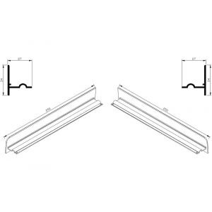 AluArt waterslagprofiel stel kopschotjes voor Roundline 250/5 aluminium brute AL067250