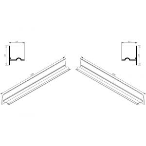 AluArt waterslagprofiel stel kopschotjes voor Roundline 275/5 aluminium brute AL067275