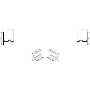 AluArt waterslagprofiel stel kopschotjes voor Roundline 50/15 aluminium brute AL067405