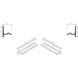 AluArt waterslagprofiel stel kopschotjes voor Roundline 130/15 aluminium brute AL067413