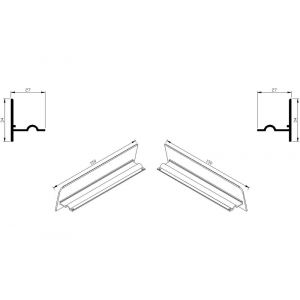 AluArt waterslagprofiel stel kopschotjes voor Roundline 150/15 aluminium brute AL067415