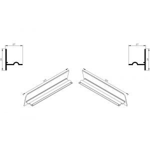 AluArt waterslagprofiel stel kopschotjes voor Roundline 165/15 aluminium brute AL067416