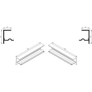 AluArt waterslagprofiel stel kopschotjes met stucrand links en rechts voor Roundline 150/5 aluminium brute AL068150