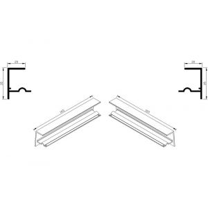 AluArt waterslagprofiel stel kopschotjes met stucrand links en rechts voor Roundline 165/5 aluminium brute AL068165