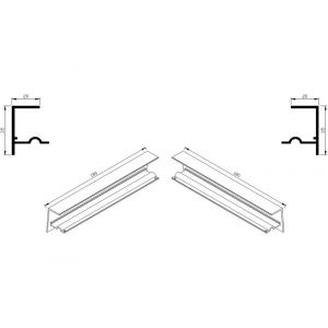 AluArt waterslagprofiel stel kopschotjes met stucrand links en rechts voor Roundline 180/5 aluminium brute AL068185