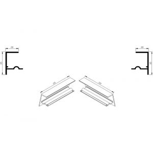 AluArt waterslagprofiel stel kopschotjes met stucrand links en rechts voor Roundline 110/15 aluminium brute AL068411