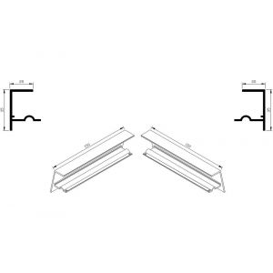 AluArt waterslagprofiel stel kopschotjes met stucrand links en rechts voor Roundline 150/15 aluminium brute AL068415