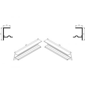 AluArt waterslagprofiel stel kopschotjes met stucrand links en rechts voor Roundline 165/15 aluminium brute AL068416