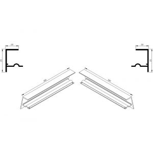 AluArt waterslagprofiel stel kopschotjes met stucrand links en rechts voor Roundline 180/15 aluminium brute AL068418