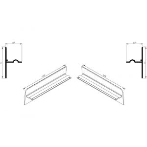 AluArt waterslagprofiel stel kopschotjes opstaand neerhangend links en rechts voor Roundline 165/5 aluminium brute AL069165