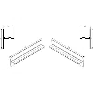 AluArt waterslagprofiel stel kopschotjes opstaand neerhangend links en rechts voor Roundline 200/5 aluminium brute AL069200