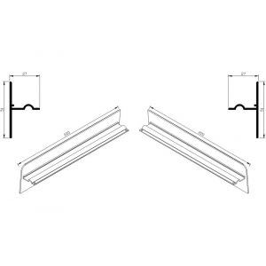 AluArt waterslagprofiel stel kopschotjes opstaand neerhangend links en rechts voor Roundline 220/5 aluminium brute AL069220