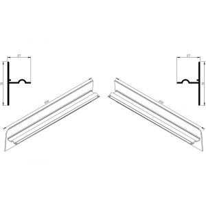 AluArt waterslagprofiel stel kopschotjes opstaand neerhangend links en rechts voor Roundline 250/5 aluminium brute AL069250