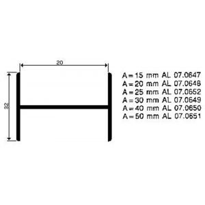 AluArt H-profiel 20 mm L 1000 mm set 6 stuks 8713329938092 aluminium brute AL221648