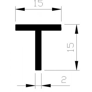 AluArt T-profiel 15x15x2 mm L 5000 mm aluminium onbewerkt AL093200