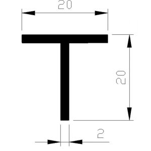 AluArt T-profiel 20x20x2 mm L 5000 mm aluminium onbewerkt AL093201