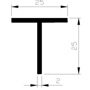 AluArt T-profiel 25x25x2 mm L 5000 mm aluminium onbewerkt AL093202