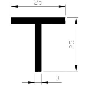 AluArt T-profiel 25x25x3 mm L 5000 mm aluminium onbewerkt AL093203