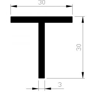 AluArt T-profiel 30x30x3 mm L 5000 mm aluminium onbewerkt AL093204