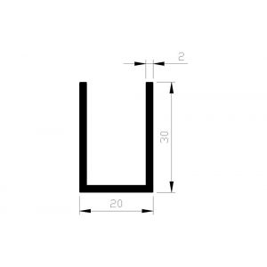 AluArt U-profiel 30x20x30x2 mm L 5000 mm aluminium onbewerkt AL093326