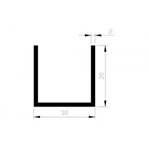 AluArt U-profiel 30x30x30x2 mm L 5000 mm aluminium onbewerkt AL093328