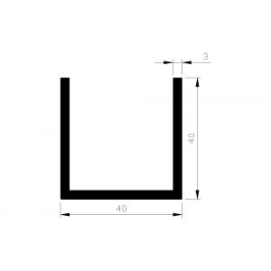 AluArt U-profiel 40x40x40x3 mm L 5000 mm aluminium onbewerkt AL093332