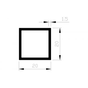 AluArt vierkante buis 20x20x1,5 mm L 5000 mm aluminium onbewerkt AL093402