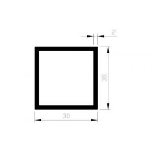 AluArt vierkante buis 30x30x2 mm L 5000 mm aluminium onbewerkt AL093408