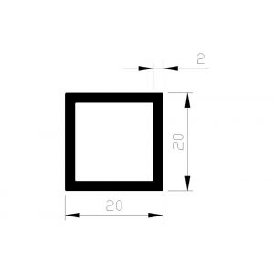 AluArt vierkante buis 20x20x2 mm L 5000 mm aluminium onbewerkt AL093410