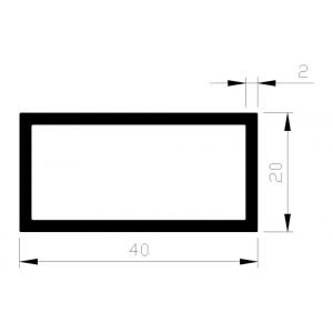 AluArt rechthoekige buis 40x20x2mm L 5000 mm aluminium onbewerkt AL093503