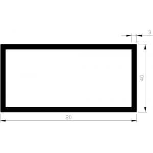 AluArt rechthoekige buis 80x40x3 mm L 5000 mm aluminium onbewerkt AL093515