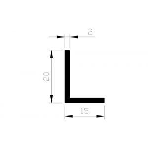 AluArt hoekprofiel 20x15x2 mm L 3000 mm per 2 stuks aluminium onbewerkt AL098103
