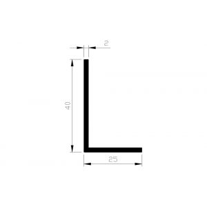 AluArt hoekprofiel 40x25x2 mm L 6000 mm aluminium onbewerkt AL096134