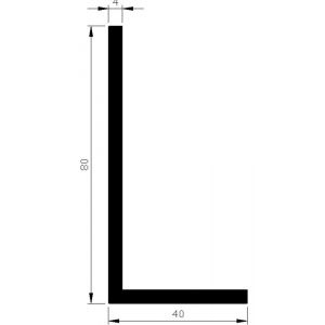 AluArt hoekprofiel 80x40x4 mm L 3000 mm per 2 stuks aluminium onbewerkt AL098181