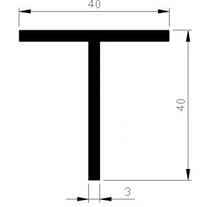 AluArt T-profiel 40x40x3 mm L 6000 mm aluminium onbewerkt AL096208