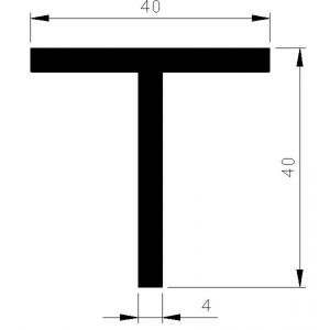 AluArt T-profiel 40x40x4 mm L 6000 mm aluminium onbewerkt AL096209