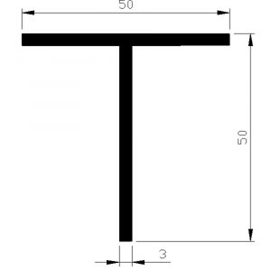 AluArt T-profiel 50x50x3 mm L 2500 mm per 2 stuks aluminium onbewerkt AL097210